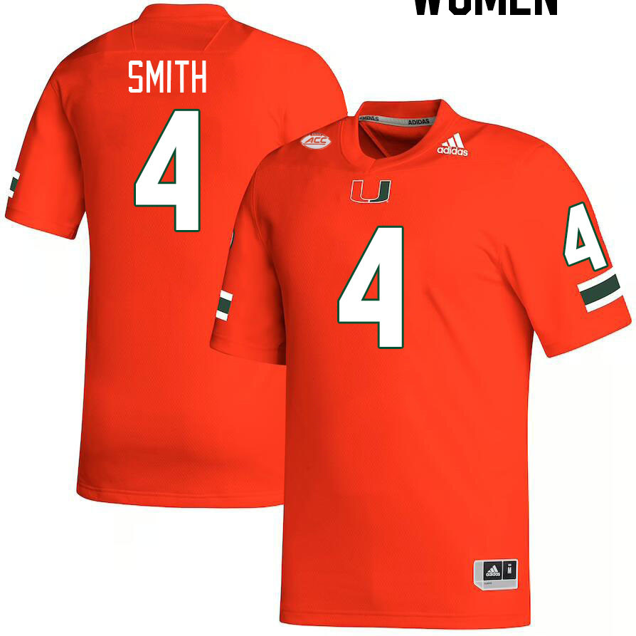 Women #4 Keontra Smith Miami Hurricanes College Football Jerseys Stitched-Orange